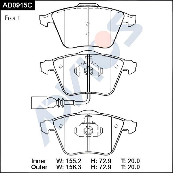 ADVICS AD0915C - Гальмівні колодки, дискові гальма autocars.com.ua