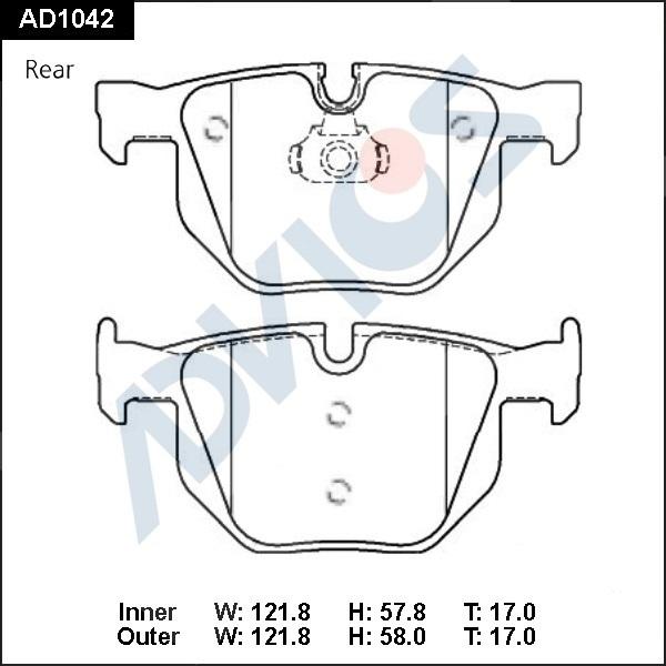 ADVICS AD1042 - Гальмівні колодки, дискові гальма autocars.com.ua