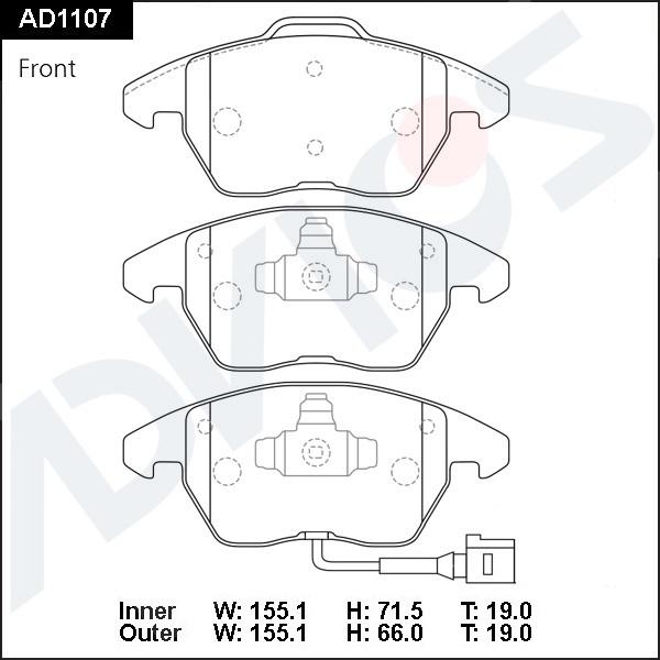 ADVICS AD1107 - Гальмівні колодки, дискові гальма autocars.com.ua