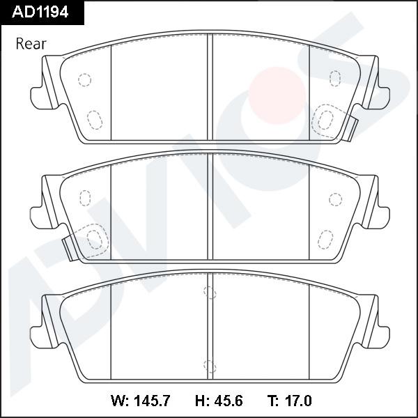 ADVICS AD1194 - Гальмівні колодки, дискові гальма autocars.com.ua