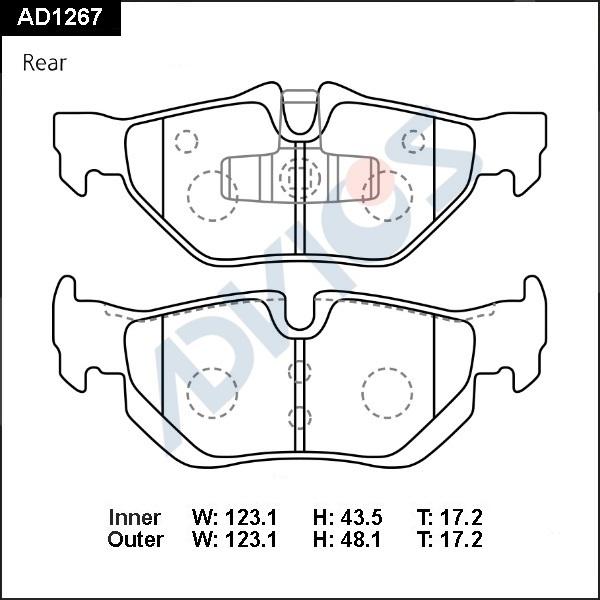 ADVICS AD1267 - Гальмівні колодки, дискові гальма autocars.com.ua
