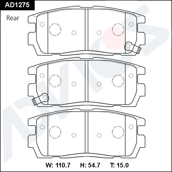ADVICS AD1275 - Гальмівні колодки, дискові гальма autocars.com.ua