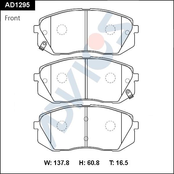 ADVICS AD1295 - Гальмівні колодки, дискові гальма autocars.com.ua
