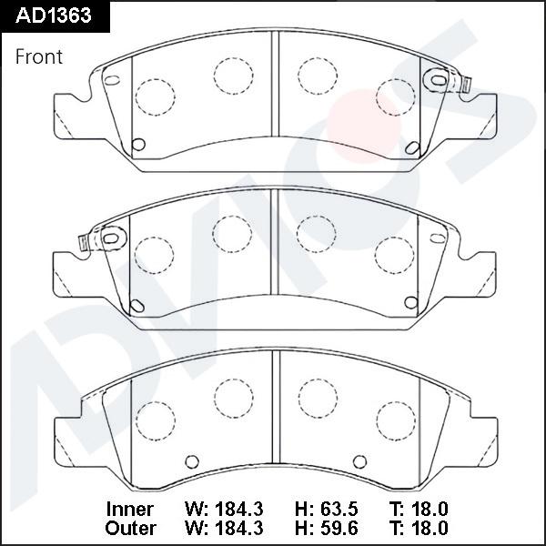ADVICS AD1363 - Гальмівні колодки, дискові гальма autocars.com.ua