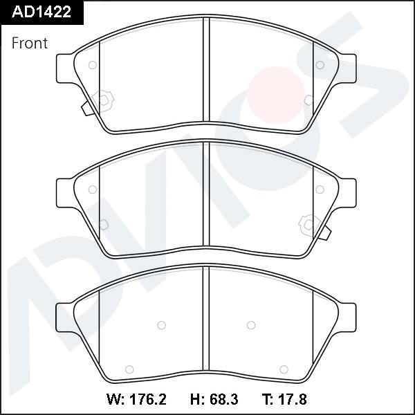 ADVICS AD1422 - Гальмівні колодки, дискові гальма autocars.com.ua