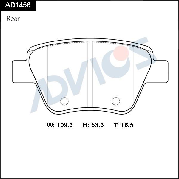 ADVICS AD1456 - Гальмівні колодки, дискові гальма autocars.com.ua