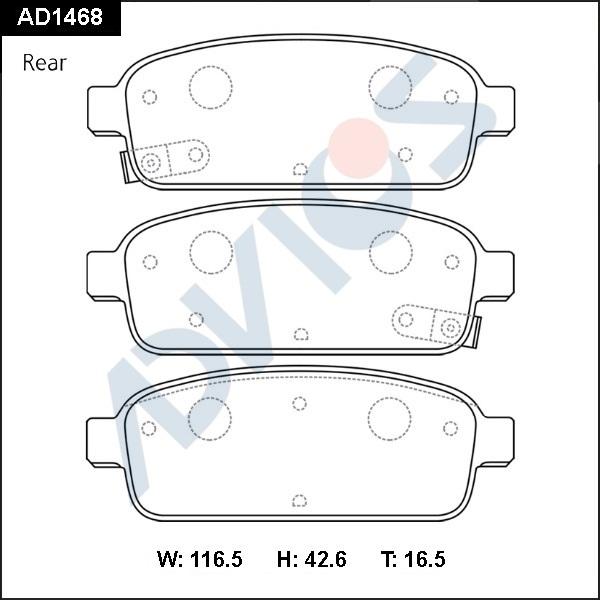 ADVICS AD1468 - Гальмівні колодки, дискові гальма autocars.com.ua