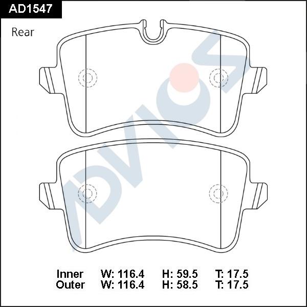 ADVICS AD1547 - Гальмівні колодки, дискові гальма autocars.com.ua