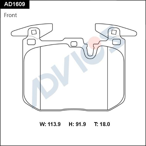 ADVICS AD1609 - Гальмівні колодки, дискові гальма autocars.com.ua