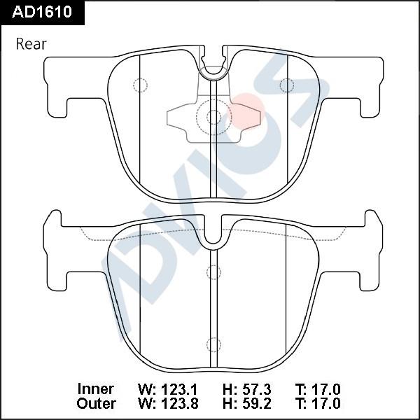 ADVICS AD1610 - Гальмівні колодки, дискові гальма autocars.com.ua