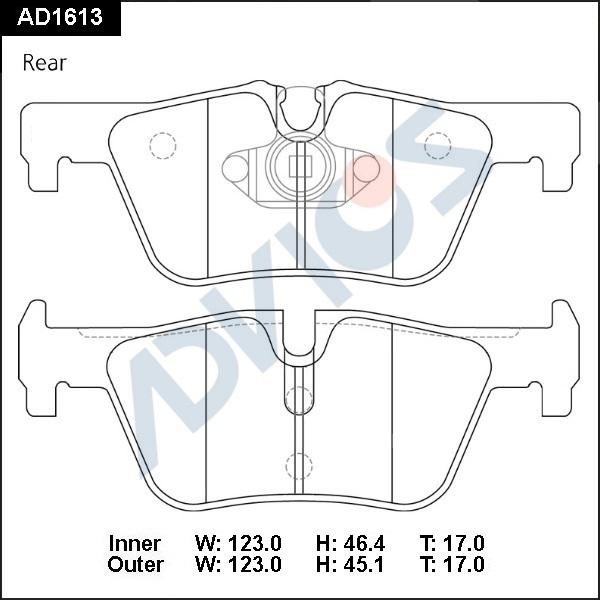 ADVICS AD1613 - Гальмівні колодки, дискові гальма autocars.com.ua