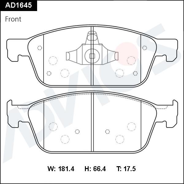 ADVICS AD1645 - Гальмівні колодки, дискові гальма autocars.com.ua