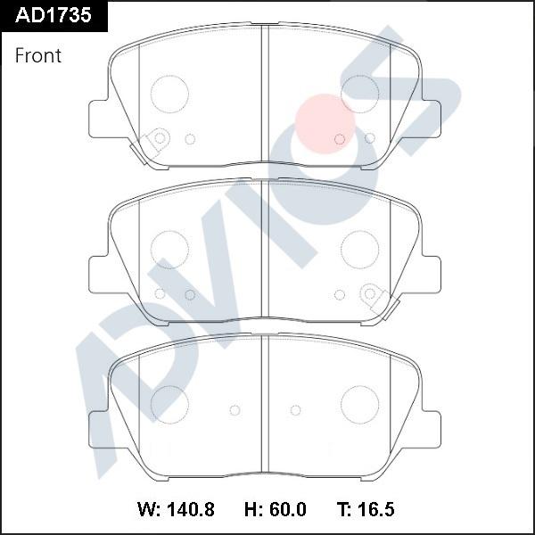 ADVICS AD1735 - Гальмівні колодки, дискові гальма autocars.com.ua