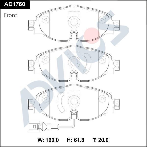 ADVICS AD1760 - Гальмівні колодки, дискові гальма autocars.com.ua