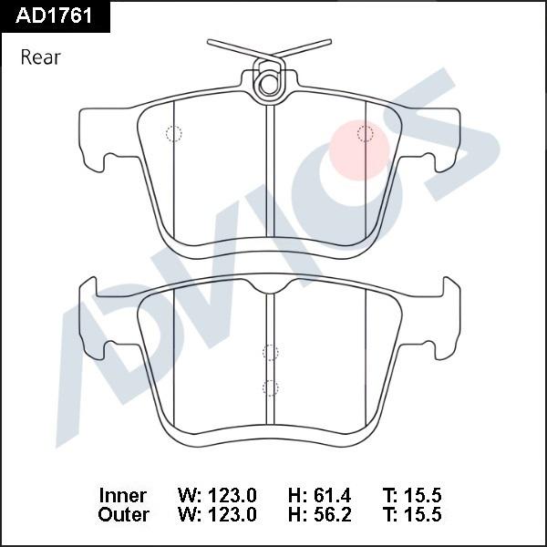 ADVICS AD1761 - Гальмівні колодки, дискові гальма autocars.com.ua