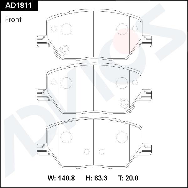 ADVICS AD1811 - Гальмівні колодки, дискові гальма autocars.com.ua