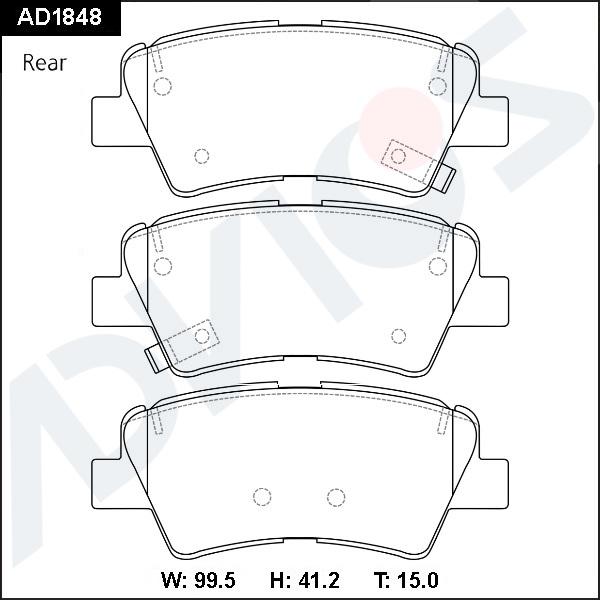 ADVICS AD1848 - Гальмівні колодки, дискові гальма autocars.com.ua