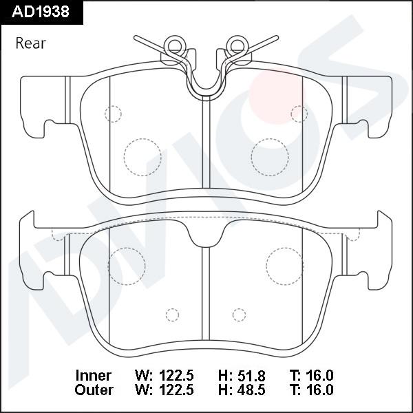 ADVICS AD1938 - Гальмівні колодки, дискові гальма autocars.com.ua