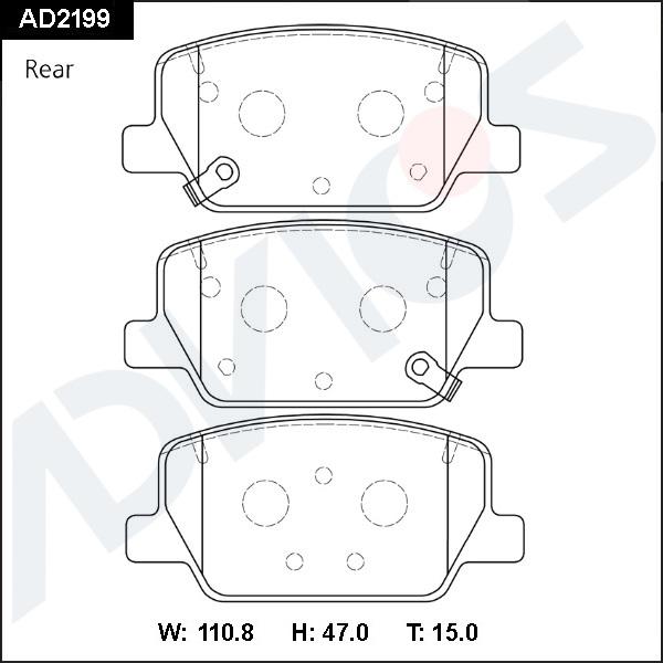 ADVICS AD2199 - Гальмівні колодки, дискові гальма autocars.com.ua