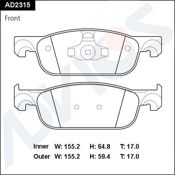 ADVICS AD2315 - Гальмівні колодки, дискові гальма autocars.com.ua