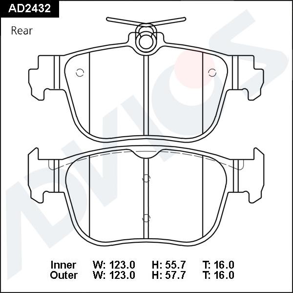 ADVICS AD2432 - Гальмівні колодки, дискові гальма autocars.com.ua