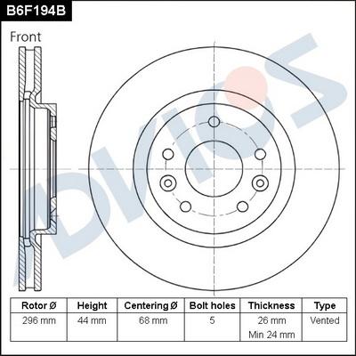 Advics B6F194B - Тормозной диск avtokuzovplus.com.ua