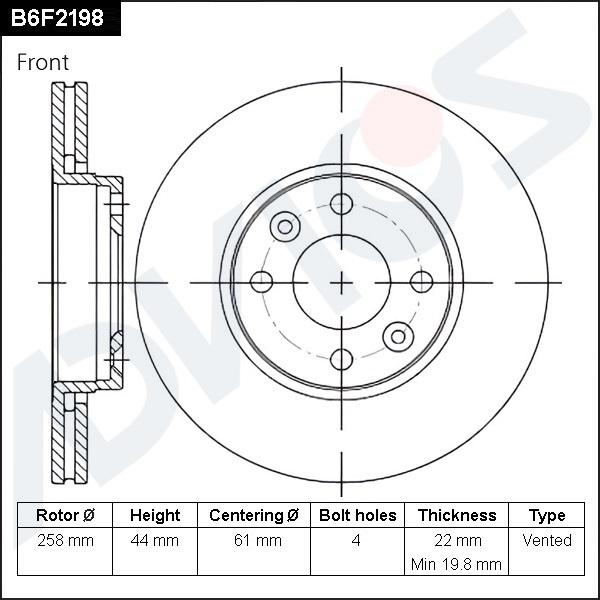 Advics B6F2198 - Гальмівний диск autocars.com.ua