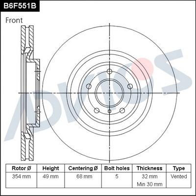 Advics B6F551B - Гальмівний диск autocars.com.ua