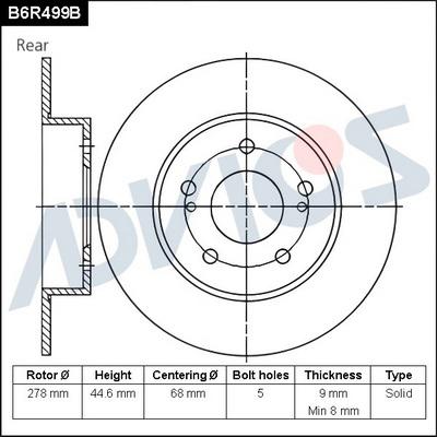 Advics B6R499B - Гальмівний диск autocars.com.ua