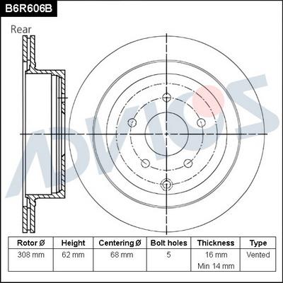 Advics B6R606B - Гальмівний диск autocars.com.ua