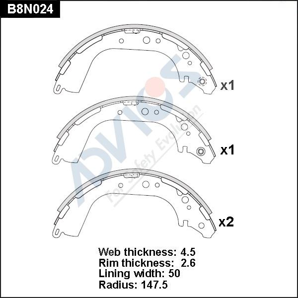 Advics B8N024 - Комплект гальм, барабанний механізм autocars.com.ua