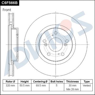 Advics C6F566B - Гальмівний диск autocars.com.ua