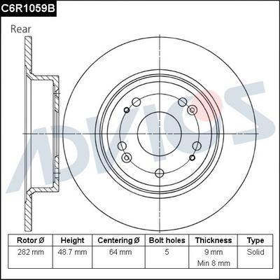 Advics C6R1059B - Гальмівний диск autocars.com.ua