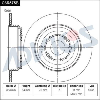 Advics C6R575B - Гальмівний диск autocars.com.ua