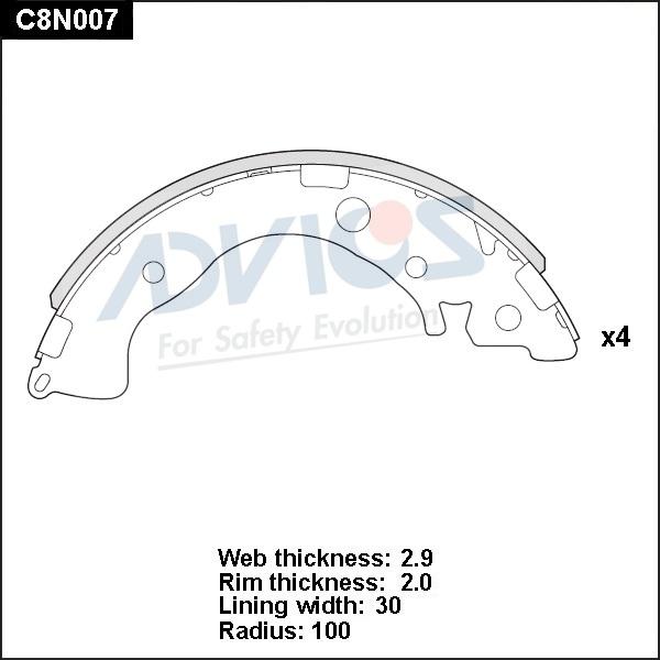 Advics C8N007 - Комплект гальм, барабанний механізм autocars.com.ua