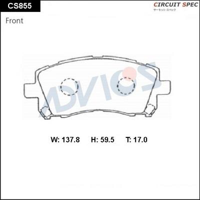 Advics CS855 - Тормозные колодки, дисковые, комплект avtokuzovplus.com.ua