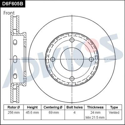 Advics D6F605B - Гальмівний диск autocars.com.ua