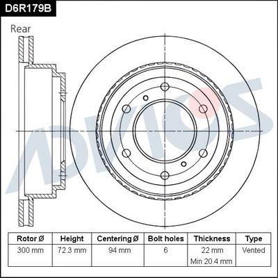 Advics D6R179B - Гальмівний диск autocars.com.ua