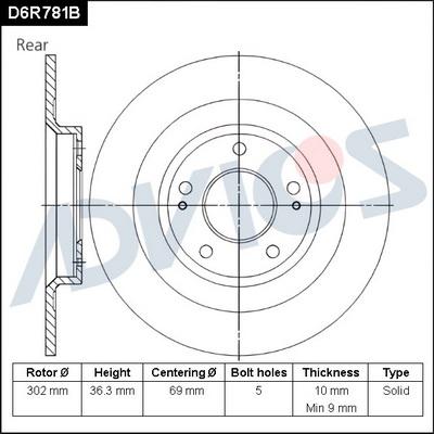 Advics D6R781B - Гальмівний диск autocars.com.ua