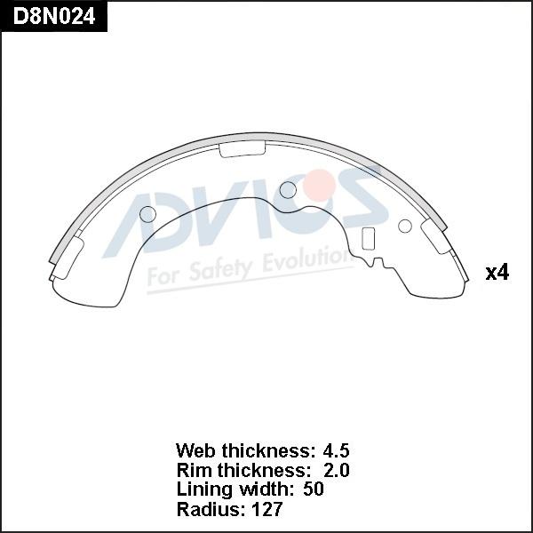 Advics D8N024 - Комплект гальм, барабанний механізм autocars.com.ua