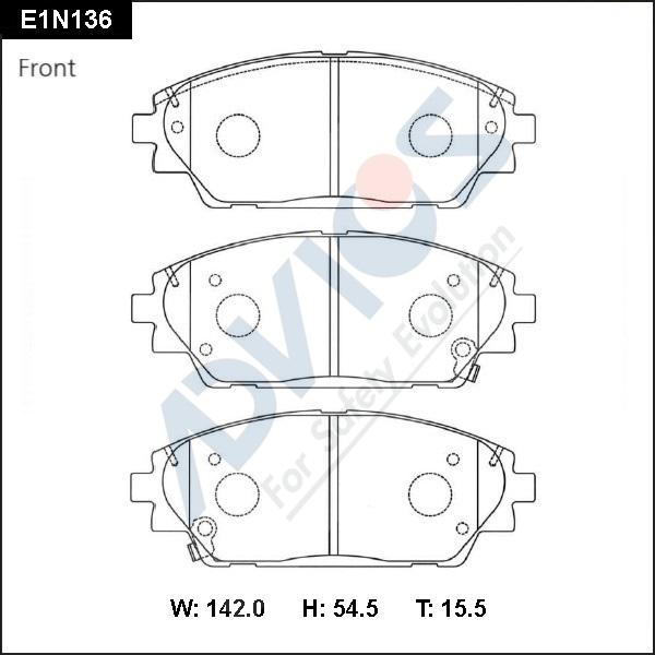 Advics E1N136 - Гальмівні колодки, дискові гальма autocars.com.ua