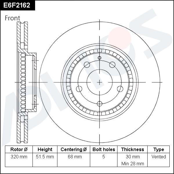 ADVICS E6F2162 - Гальмівний диск autocars.com.ua