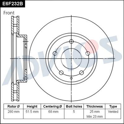 Advics E6F232B - Гальмівний диск autocars.com.ua