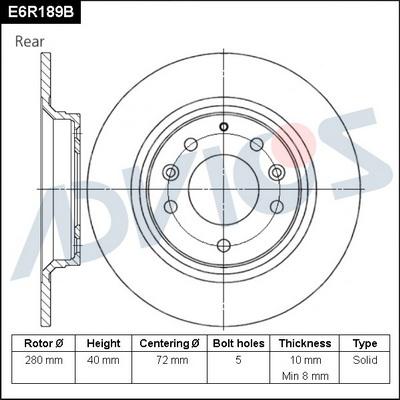 Advics E6R189B - Тормозной диск avtokuzovplus.com.ua