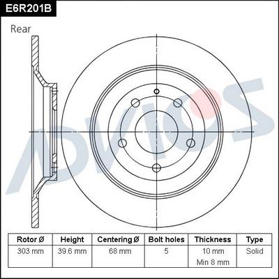 Advics E6R201B - Тормозной диск avtokuzovplus.com.ua