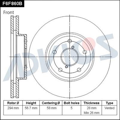 Advics F6F860B - Тормозной диск avtokuzovplus.com.ua