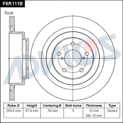 Advics F6R111B - Гальмівний диск autocars.com.ua