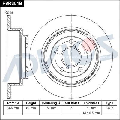 Advics F6R351B - Тормозной диск avtokuzovplus.com.ua