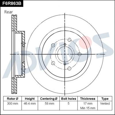 Advics F6R863B - Тормозной диск avtokuzovplus.com.ua