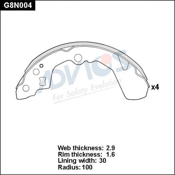 Advics G8N004 - Комплект гальм, барабанний механізм autocars.com.ua